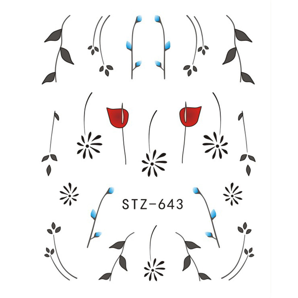 Butterfly & Flower Nail Sticker – 1pc Water Transfer Decal Slider for Nail Art & Manicure Wraps (JISTZ508)