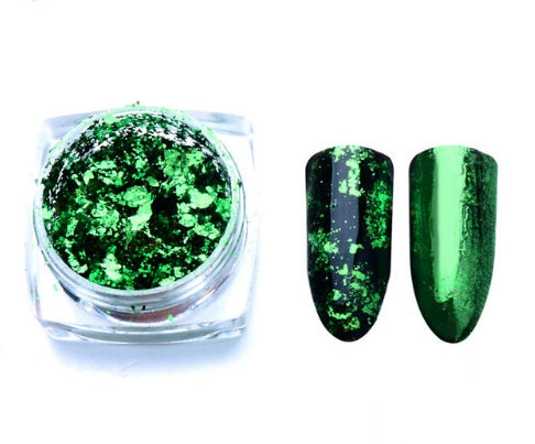 Aluminio Nail Flakes – Irregular Mirror Magic Glitter Pigment in Gold, Silver & Red for Nail Art Decoration