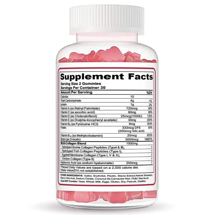 Collagen Peptide Gummies – Skin, Hair & Joint Support Beauty Supplement