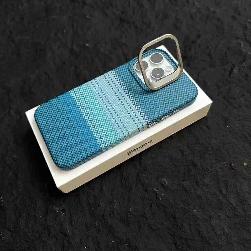 Woven Pattern Autumn & Winter Solid Color Drop-Resistant iPhone Case