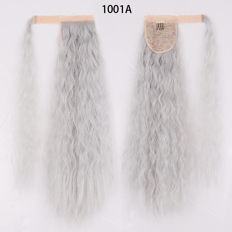 Water Wave Ponytail Wig – Velcro Wrap Synthetic High-Temperature Fiber