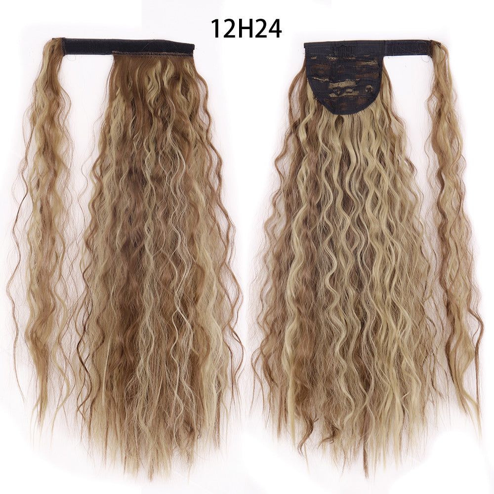 Water Wave Ponytail Wig – Velcro Wrap Synthetic High-Temperature Fiber