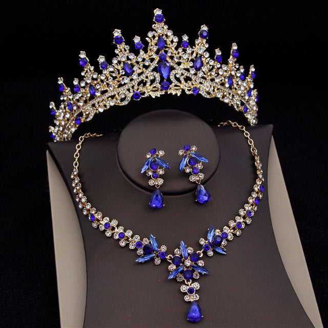 Royal Queen Bridal Jewelry Set – Luxury Wedding Tiara & Earrings Necklace Set for Women