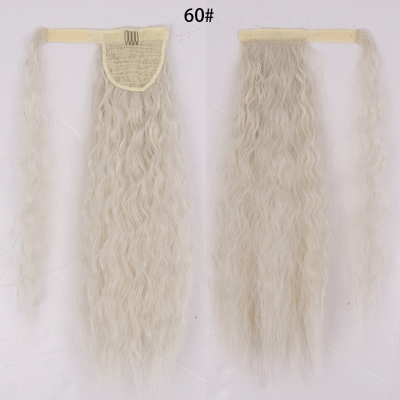 Water Wave Ponytail Wig – Velcro Wrap Synthetic High-Temperature Fiber