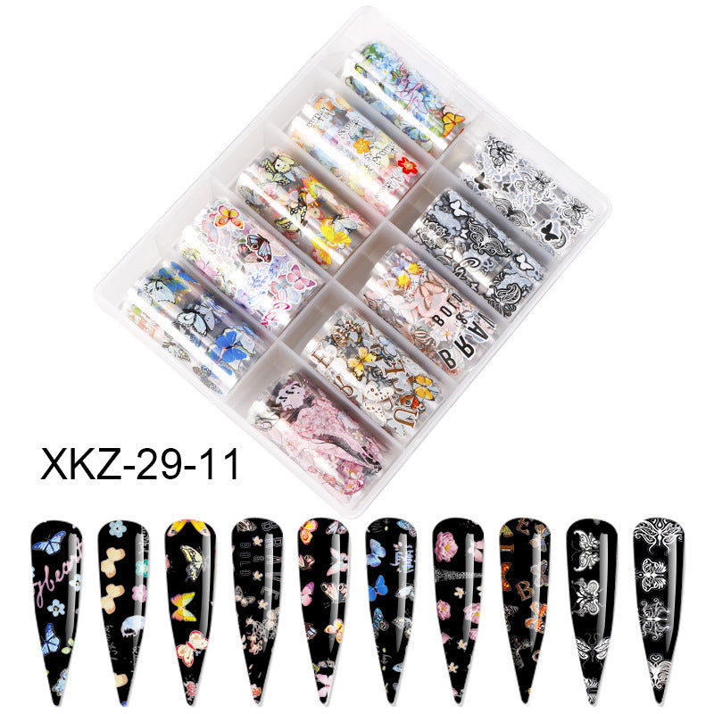 Butterfly & Star Nail Transfer Paper – Laser Foil Stickers for DIY European & American Nail Art