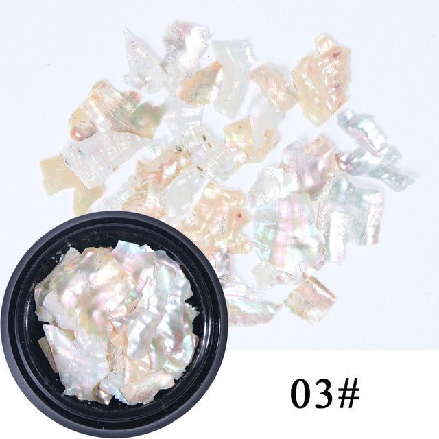 Nail Shell Ornaments – Iridescent Crushed Shell Flakes for DIY Acrylic & Gel Nail Art