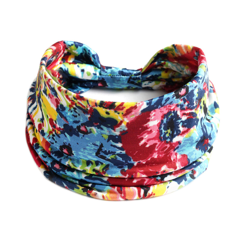 Bohemian Yoga Sports Headband – Cashew Print, Sweat-Absorbent & Non-Slip Elastic Hairband