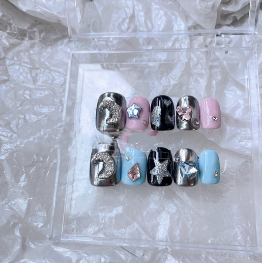 Star Girl Nail Patches – Trendy Wearable Press-On Fake Nails for DIY & Salon Manicure