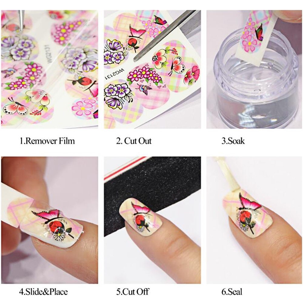 Butterfly & Flower Nail Sticker – 1pc Water Transfer Decal Slider for Nail Art & Manicure Wraps (JISTZ508)