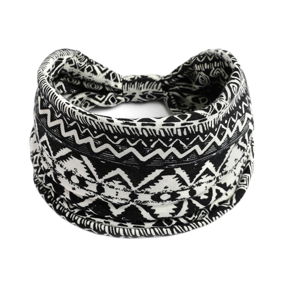 Bohemian Yoga Sports Headband – Cashew Print, Sweat-Absorbent & Non-Slip Elastic Hairband