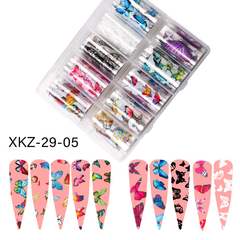 Butterfly & Star Nail Transfer Paper – Laser Foil Stickers for DIY European & American Nail Art