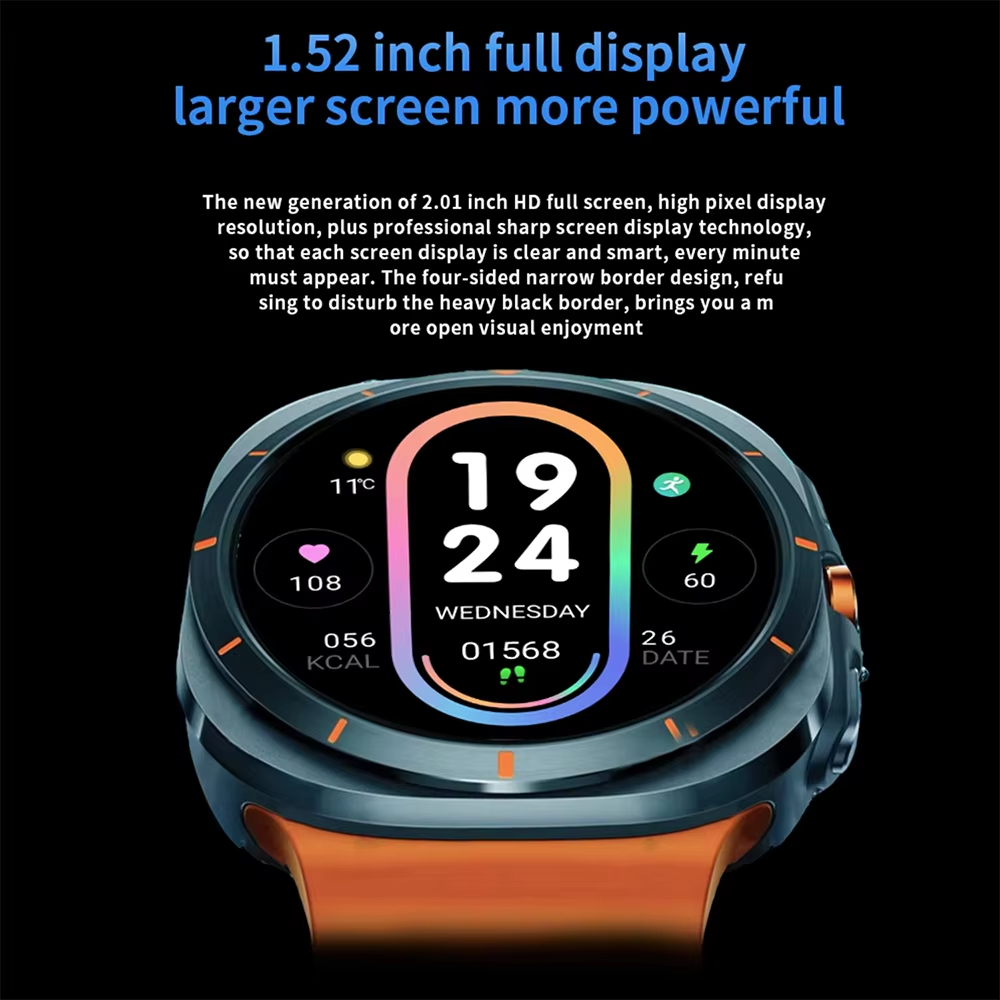 Montre connectée LAXASFIT avec écran AMOLED de 1,52 pouce – Bluetooth, conversation, fitness et suivi sportif