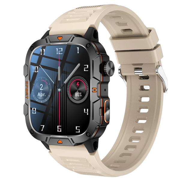 Montre connectée AWQX18 – Tracker d'activité de style militaire avec GPS, boussole et appels Bluetooth