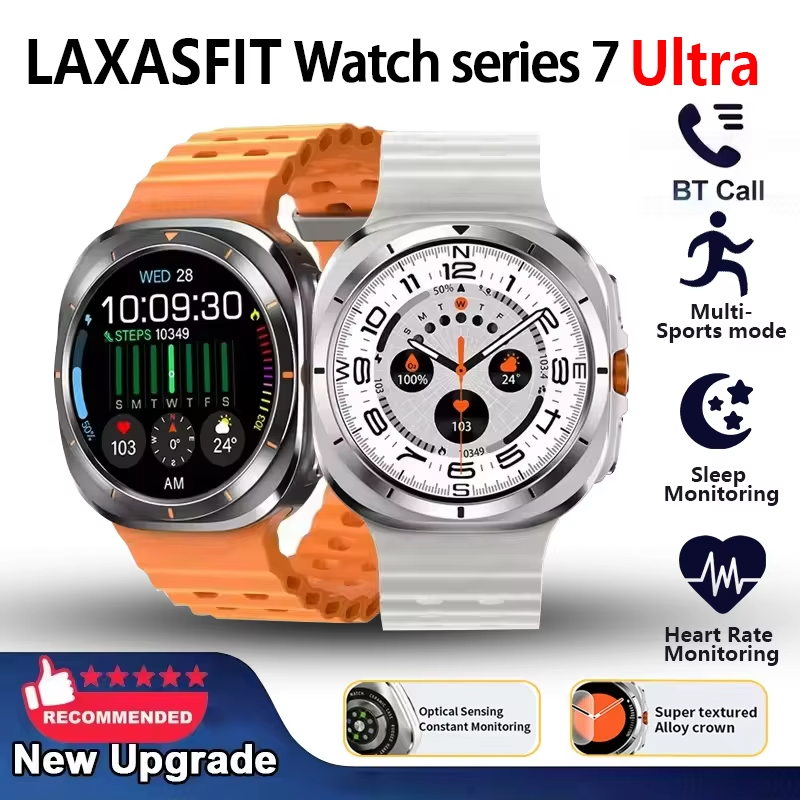 Montre connectée LAXASFIT avec écran AMOLED de 1,52 pouce – Bluetooth, conversation, fitness et suivi sportif