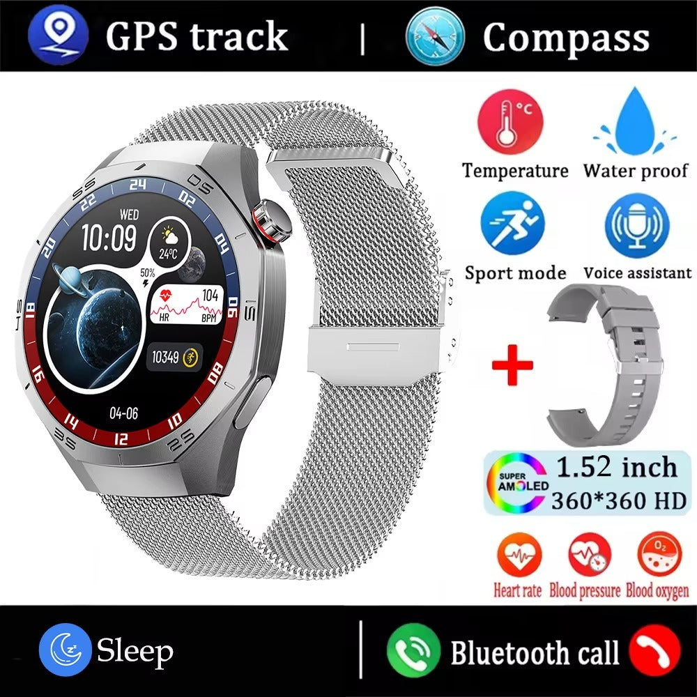2025 SmartWatch AMOLED Screen GPS Bluetooth Call – Android & iOS Compatible