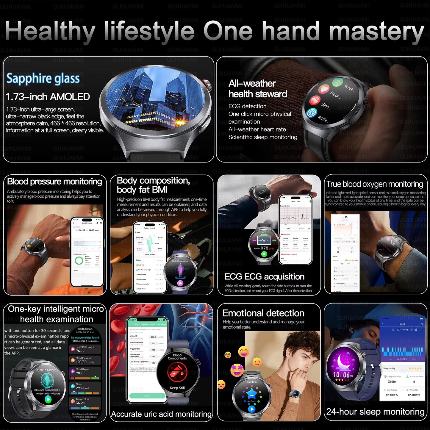 2025 Xiaomi Health Tracker Smartwatch — ECG + PPG, Uric Acid & Blood Lipids Monitoring, Body Analysis & Blood Pressure