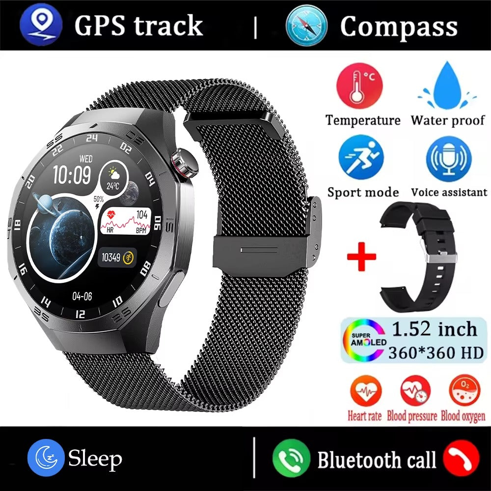 2025 SmartWatch AMOLED Screen GPS Bluetooth Call – Android & iOS Compatible