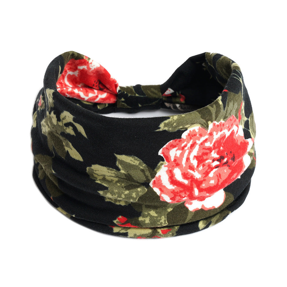 Bohemian Yoga Sports Headband – Cashew Print, Sweat-Absorbent & Non-Slip Elastic Hairband