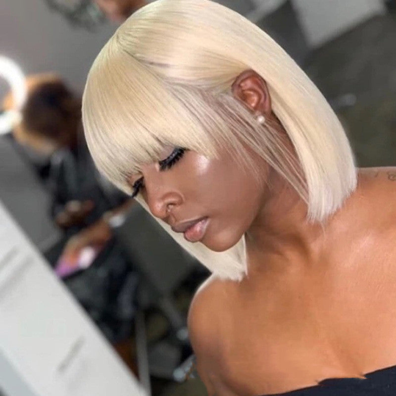 Bobo Light Golden Short Wig – Synthetic Chemical Fiber Bob Hairpiece