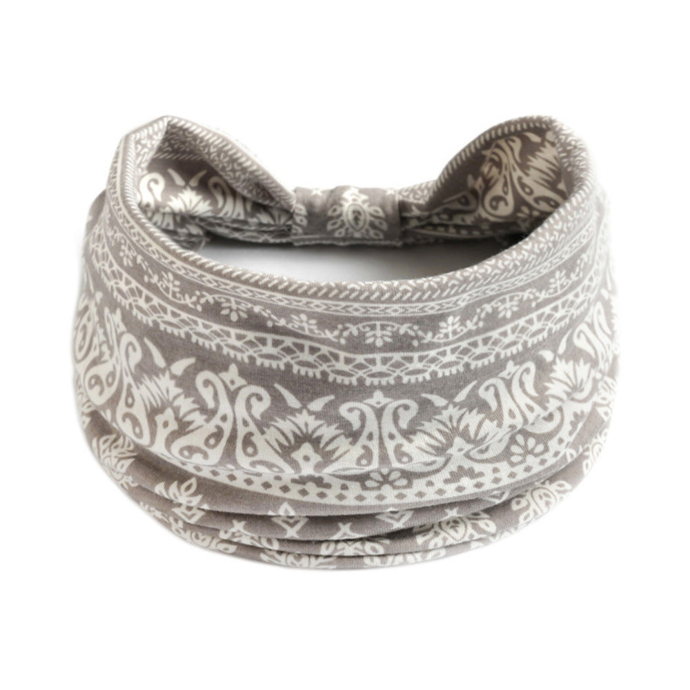 Bohemian Yoga Sports Headband – Cashew Print, Sweat-Absorbent & Non-Slip Elastic Hairband