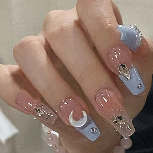 Stars & Moon Fake Nails – Celestial Press-On Tips for DIY & Salon Manicure