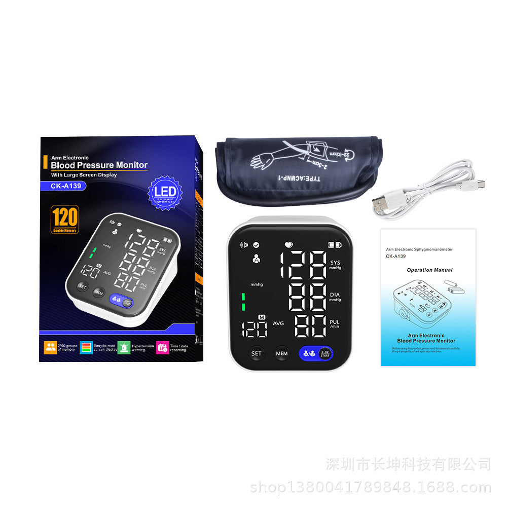 Electronic Blood Pressure Monitor – Large Screen Sphygmomanometer with Pulse & Real-Time BP Measurement
