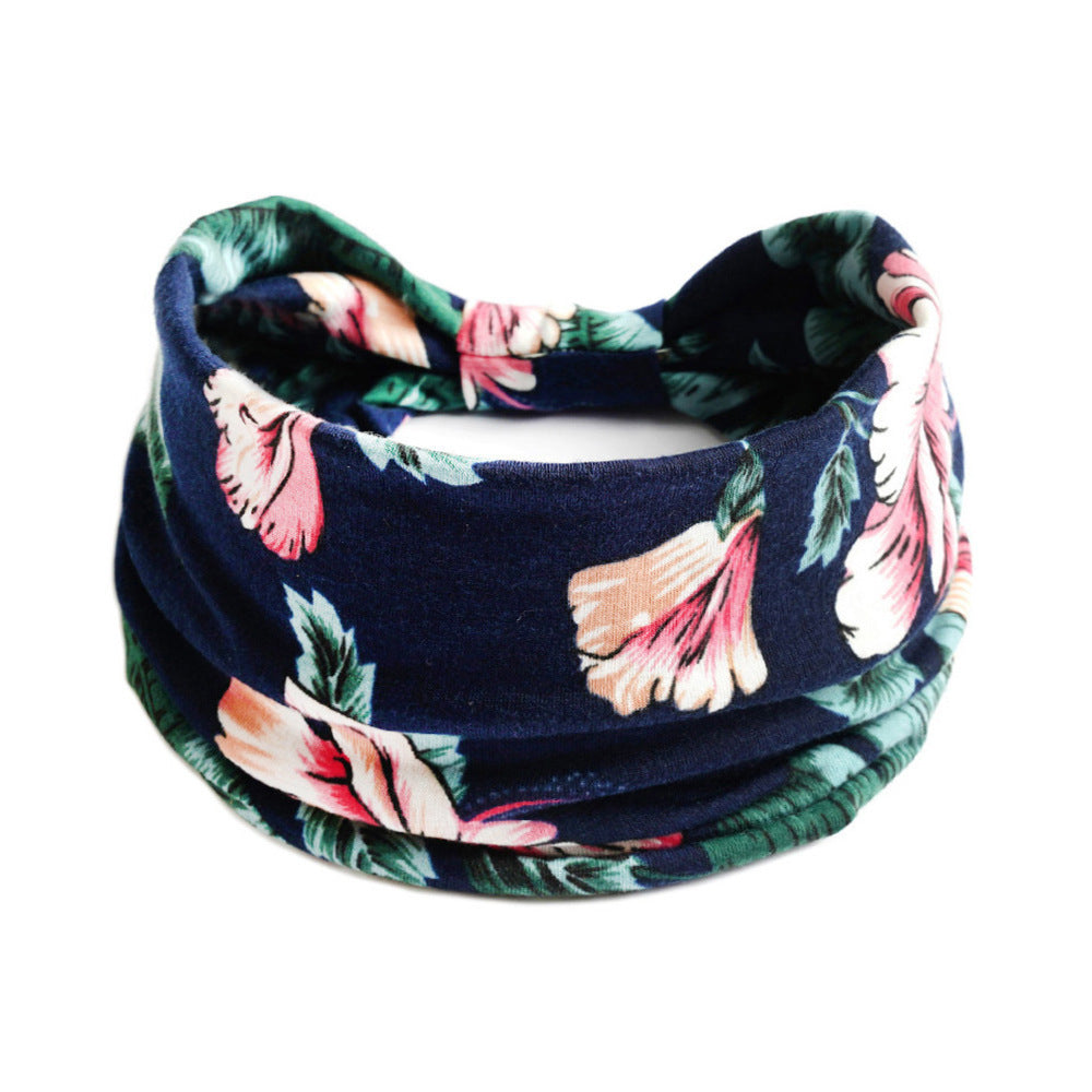 Bohemian Yoga Sports Headband – Cashew Print, Sweat-Absorbent & Non-Slip Elastic Hairband