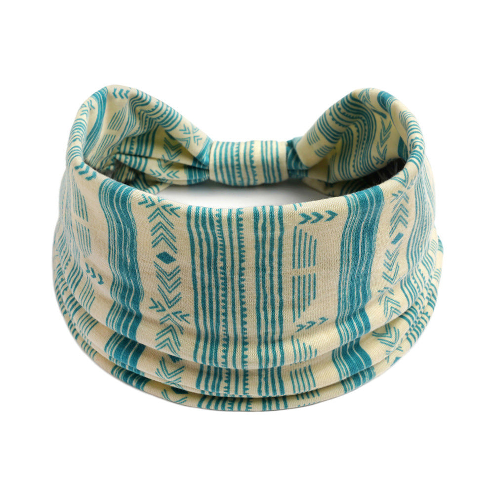 Bohemian Yoga Sports Headband – Cashew Print, Sweat-Absorbent & Non-Slip Elastic Hairband