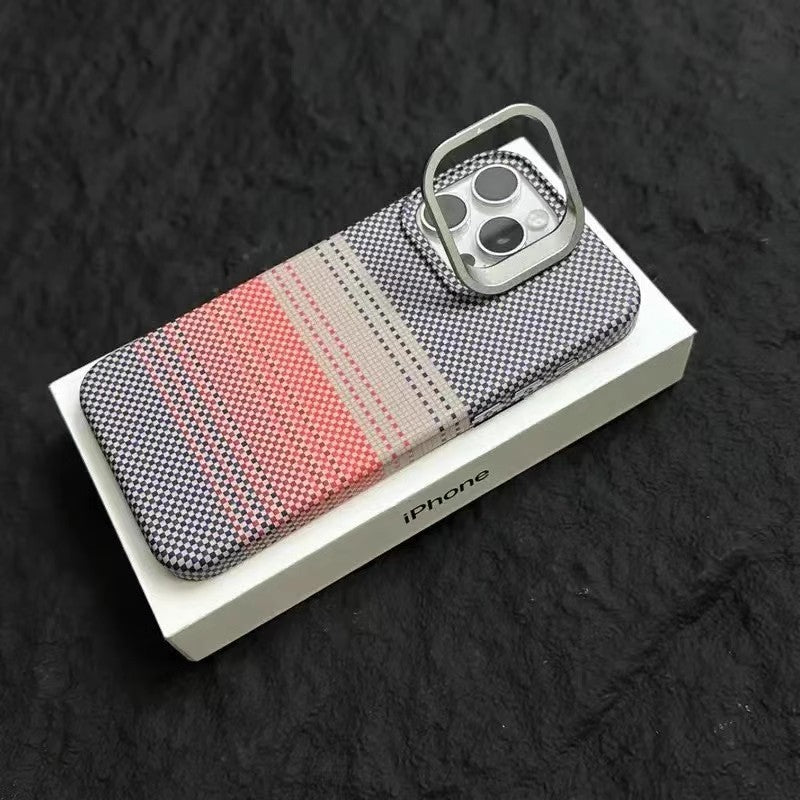 Woven Pattern Autumn & Winter Solid Color Drop-Resistant iPhone Case