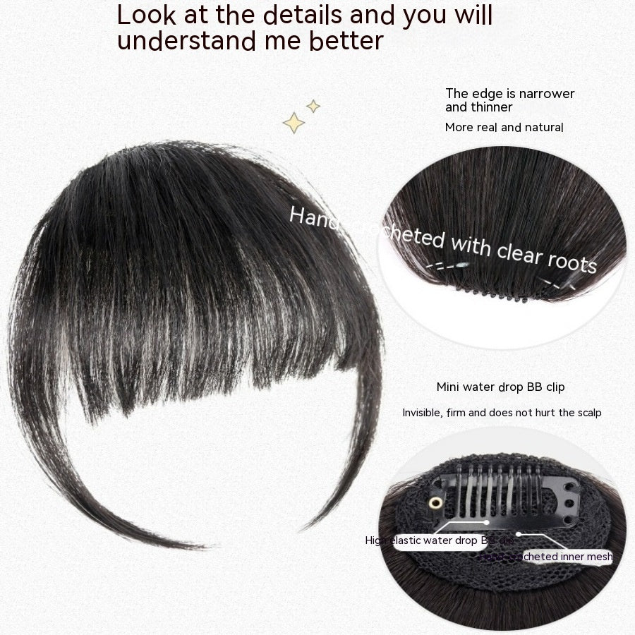 Natural Straight Bangs Hairpiece – Seamless Invisible Clip-In Fringe Wig