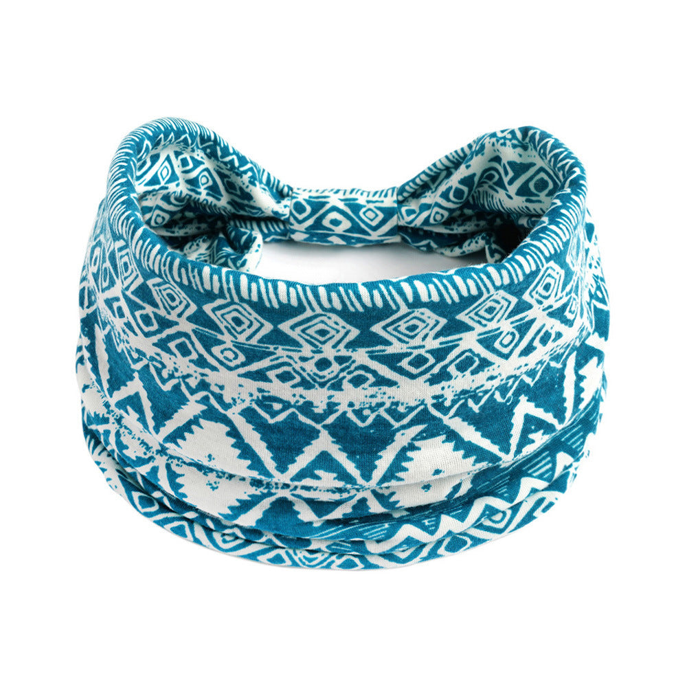 Bohemian Yoga Sports Headband – Cashew Print, Sweat-Absorbent & Non-Slip Elastic Hairband