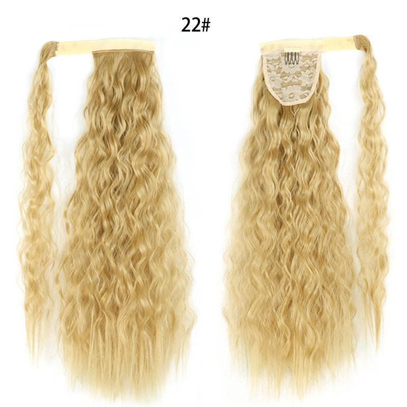 Water Wave Ponytail Wig – Velcro Wrap Synthetic High-Temperature Fiber