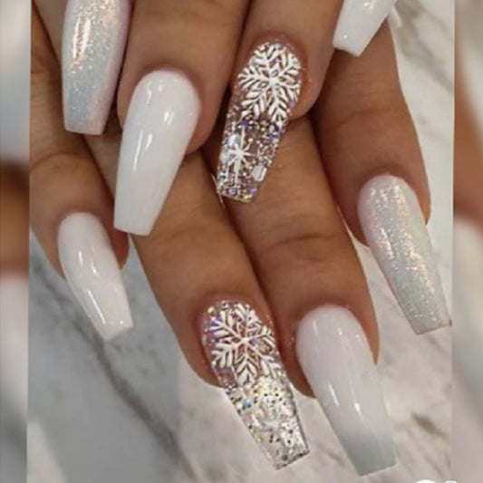 Ice Glitter Short Ballet False Nails – Sparkling Press-On Tips for DIY & Salon Nail Art