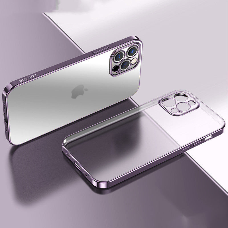 Coque de protection en silicone transparente mate avec cadre carré de luxe