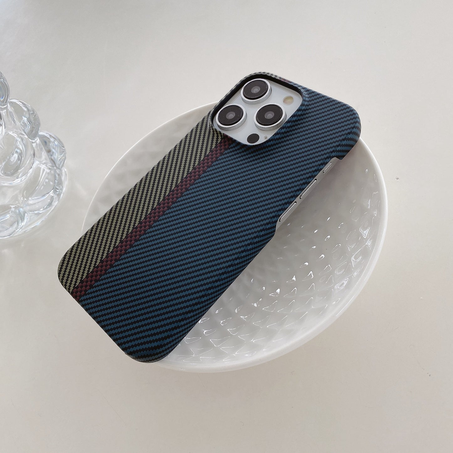Carbon Fiber Striped iPhone Case – Hard Shell Protective Half Pack Phone Cover