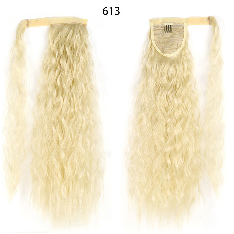 Water Wave Ponytail Wig – Velcro Wrap Synthetic High-Temperature Fiber