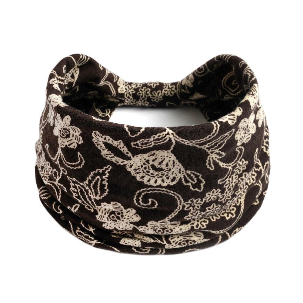 Bohemian Yoga Sports Headband – Cashew Print, Sweat-Absorbent & Non-Slip Elastic Hairband
