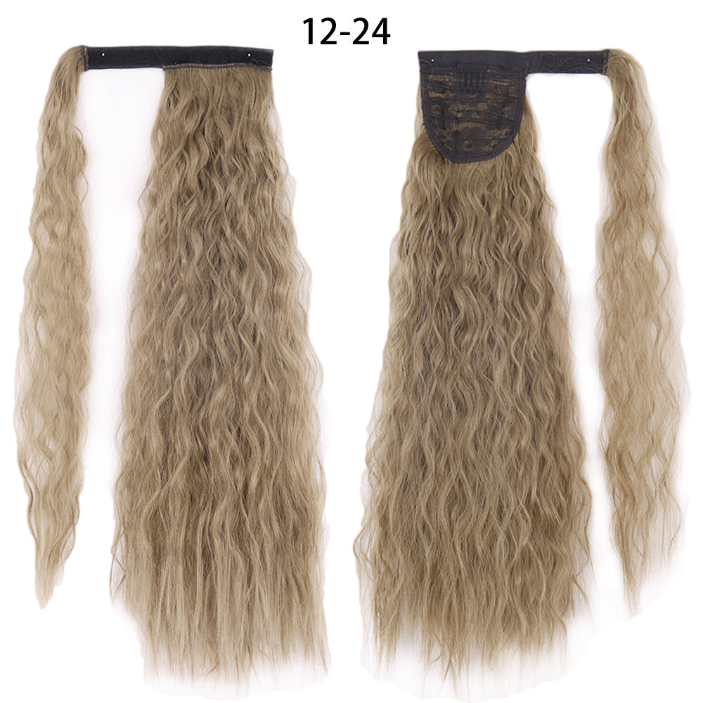 Water Wave Ponytail Wig – Velcro Wrap Synthetic High-Temperature Fiber