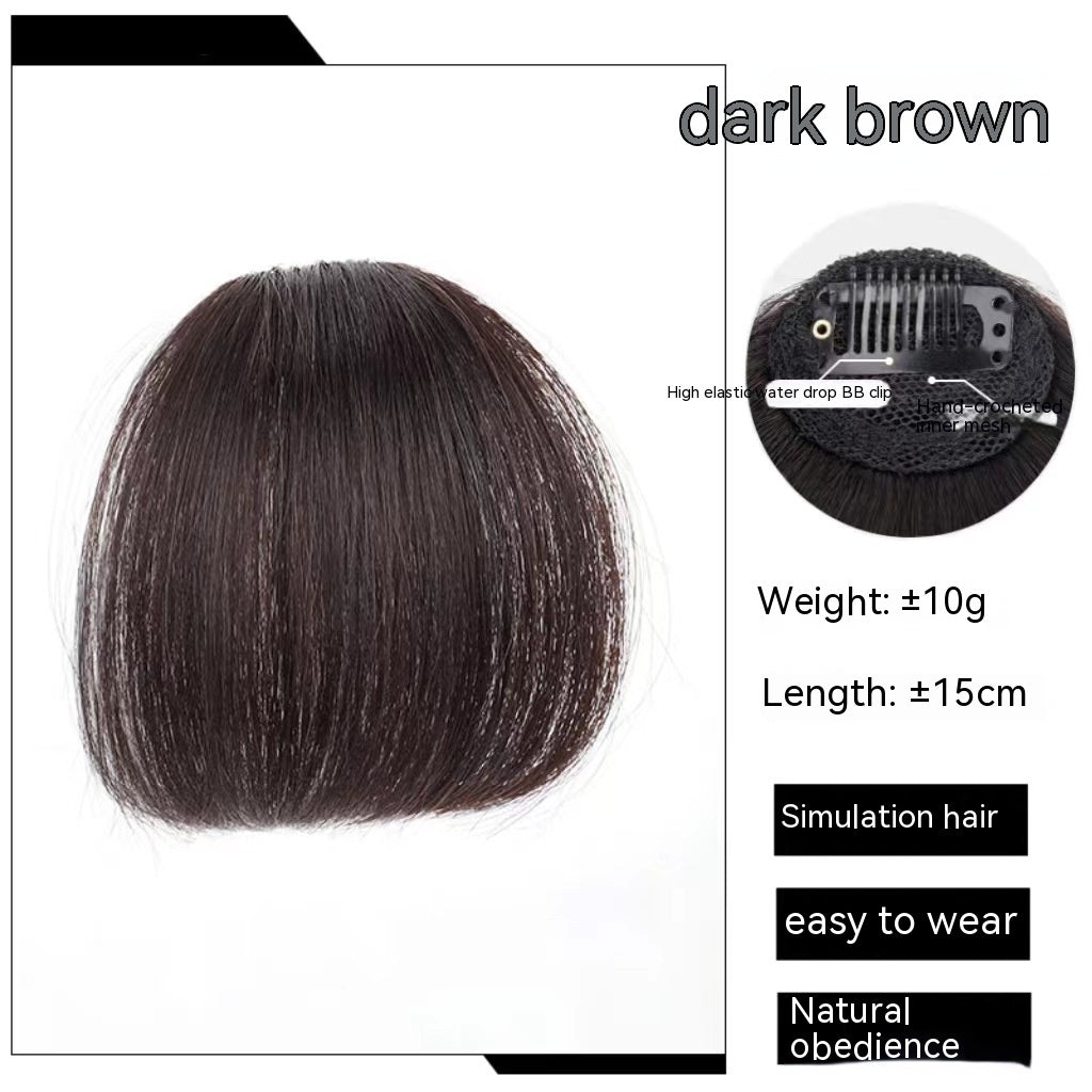 Natural Straight Bangs Hairpiece – Seamless Invisible Clip-In Fringe Wig