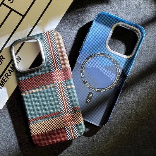 Magnetic Carbon Fiber iPhone Case – Kafra Pattern All-Inclusive Protective Cover