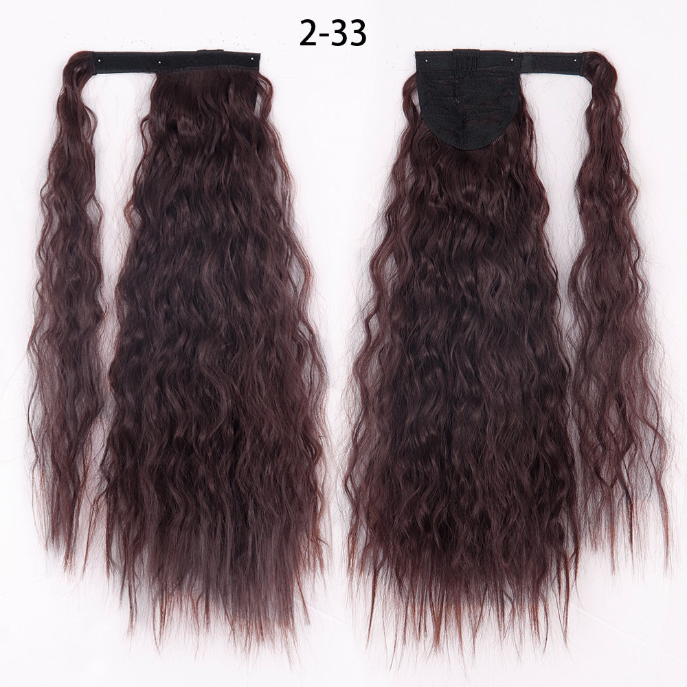 Water Wave Ponytail Wig – Velcro Wrap Synthetic High-Temperature Fiber