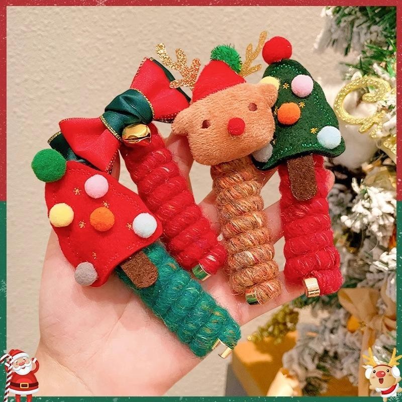 Christmas Hair Ties for Girls – Cute Elastic Telephone Wire Spiral Bands & Festive Kids Hair Accessories