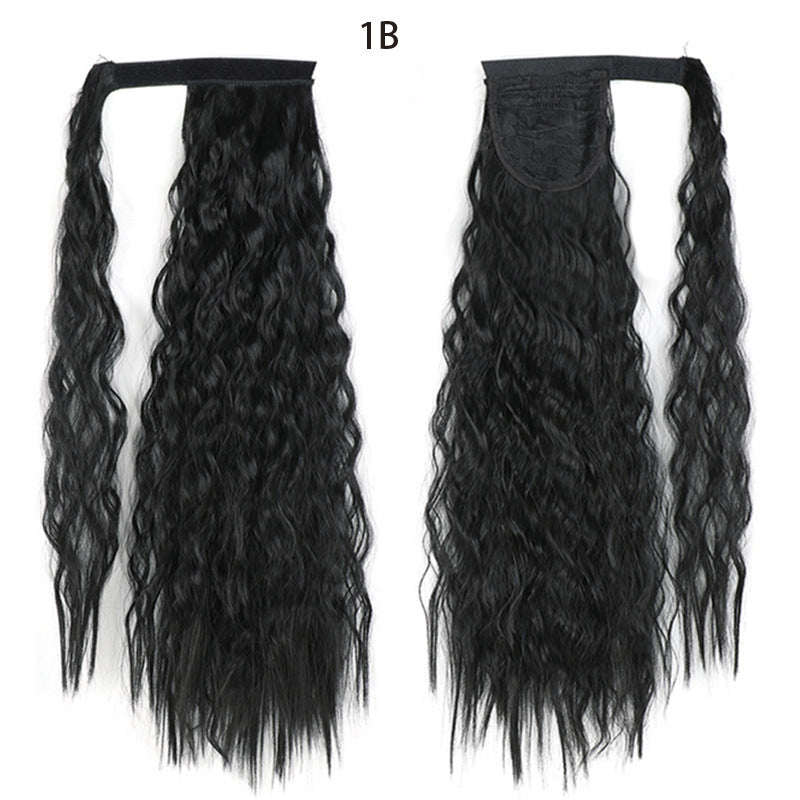 Water Wave Ponytail Wig – Velcro Wrap Synthetic High-Temperature Fiber