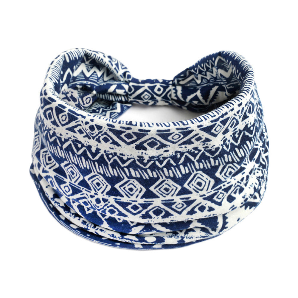 Bohemian Yoga Sports Headband – Cashew Print, Sweat-Absorbent & Non-Slip Elastic Hairband