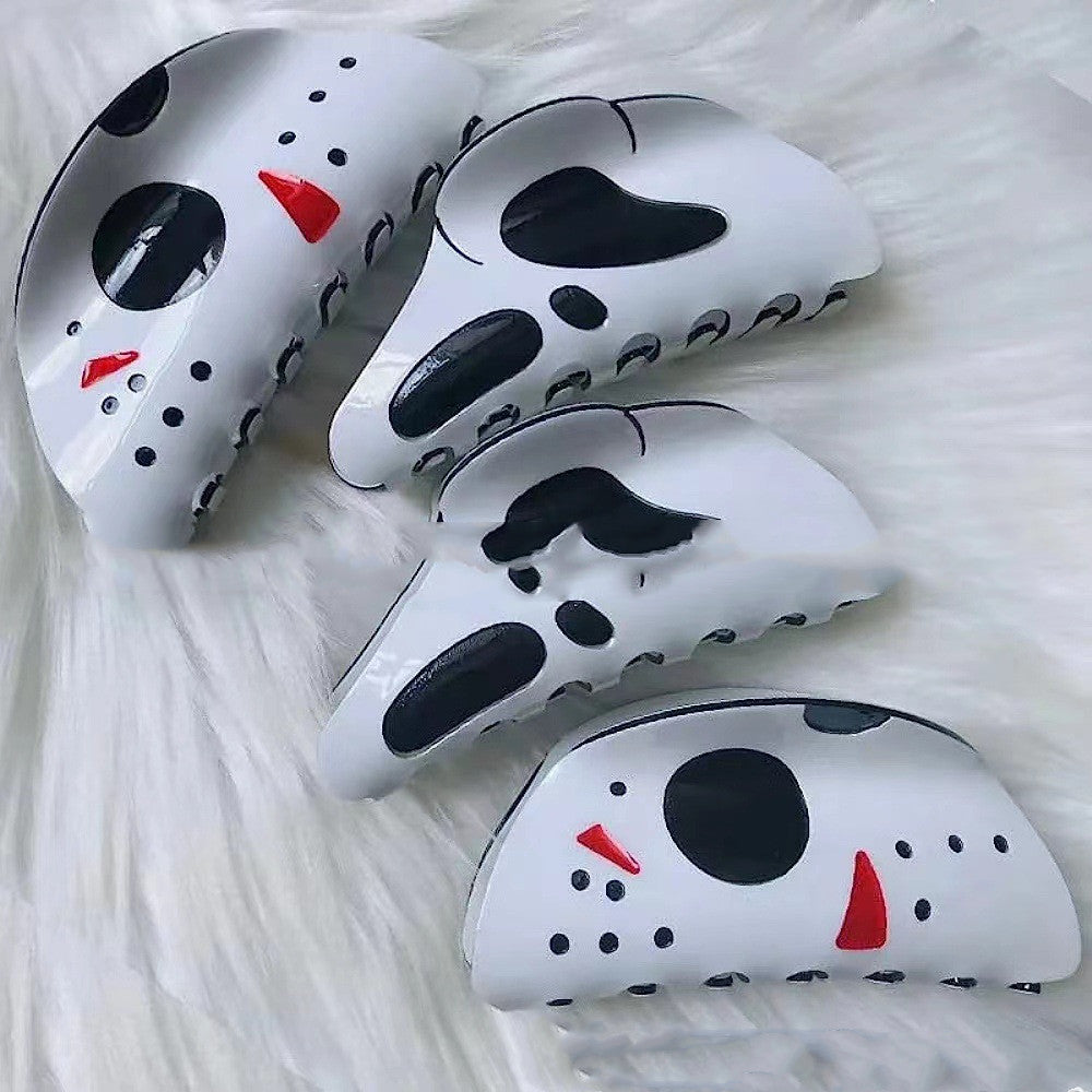 Halloween Grimace Hair Barrettes – White Decorative Hair Clips for Girls & Women | Spooky Costume Accessories