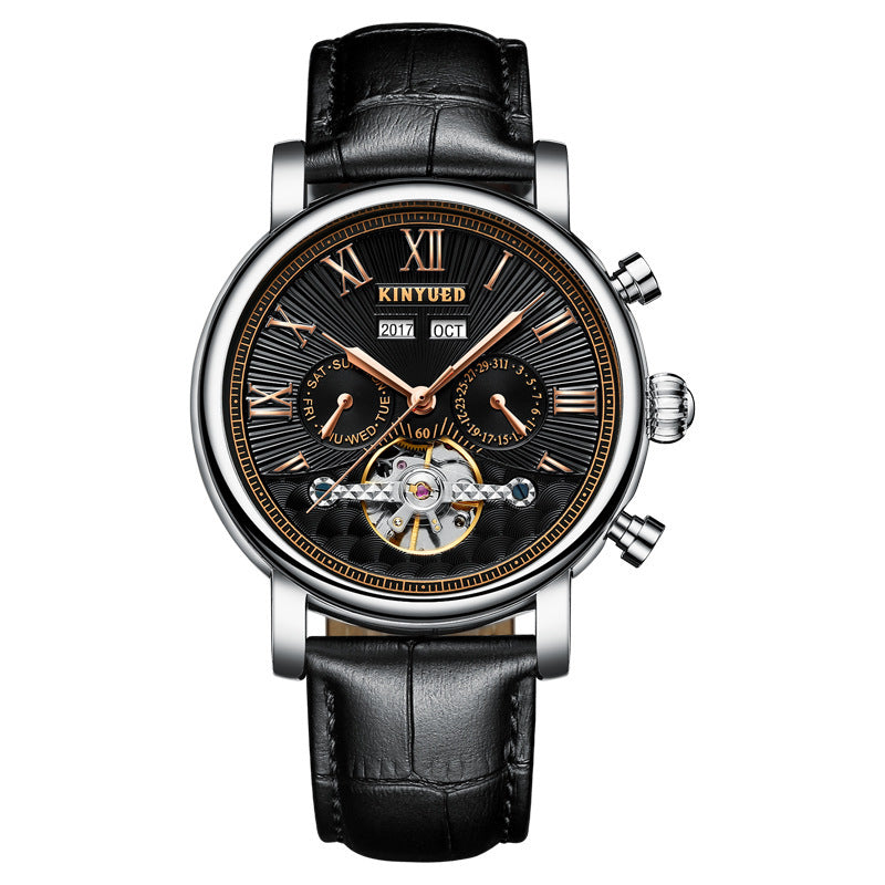 Automatic Mechanical Men’s Leather Hollow-Out Watch – HZ Mobile