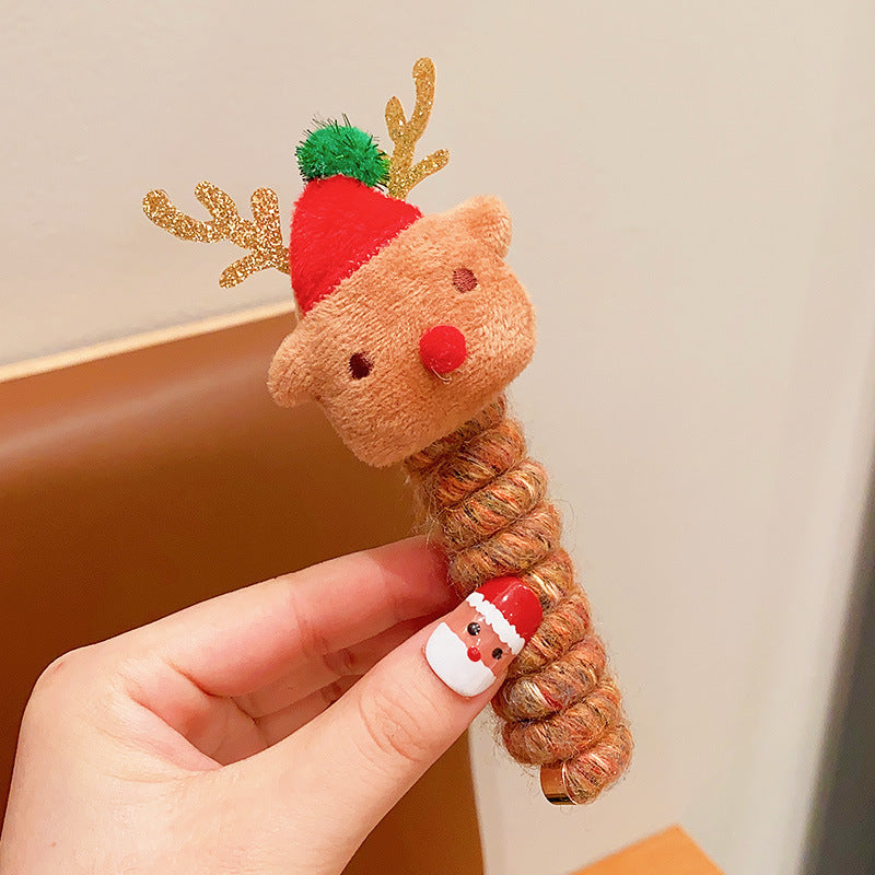 Christmas Hair Ties for Girls – Cute Elastic Telephone Wire Spiral Bands & Festive Kids Hair Accessories