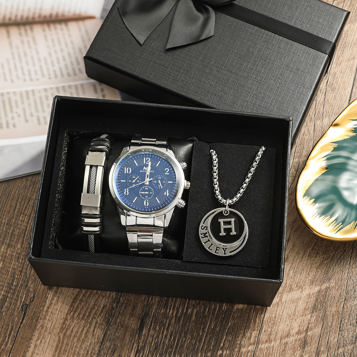 Men’s Business Gift Watch Set – Holiday & Birthday Bracelet & Necklace – HZ Mobile