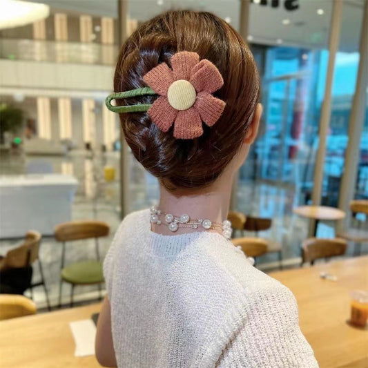 Large Cloth Flower Hairpin – High-End Mori Style Hair Clip for Elegant Updos & Back-of-Head Styling