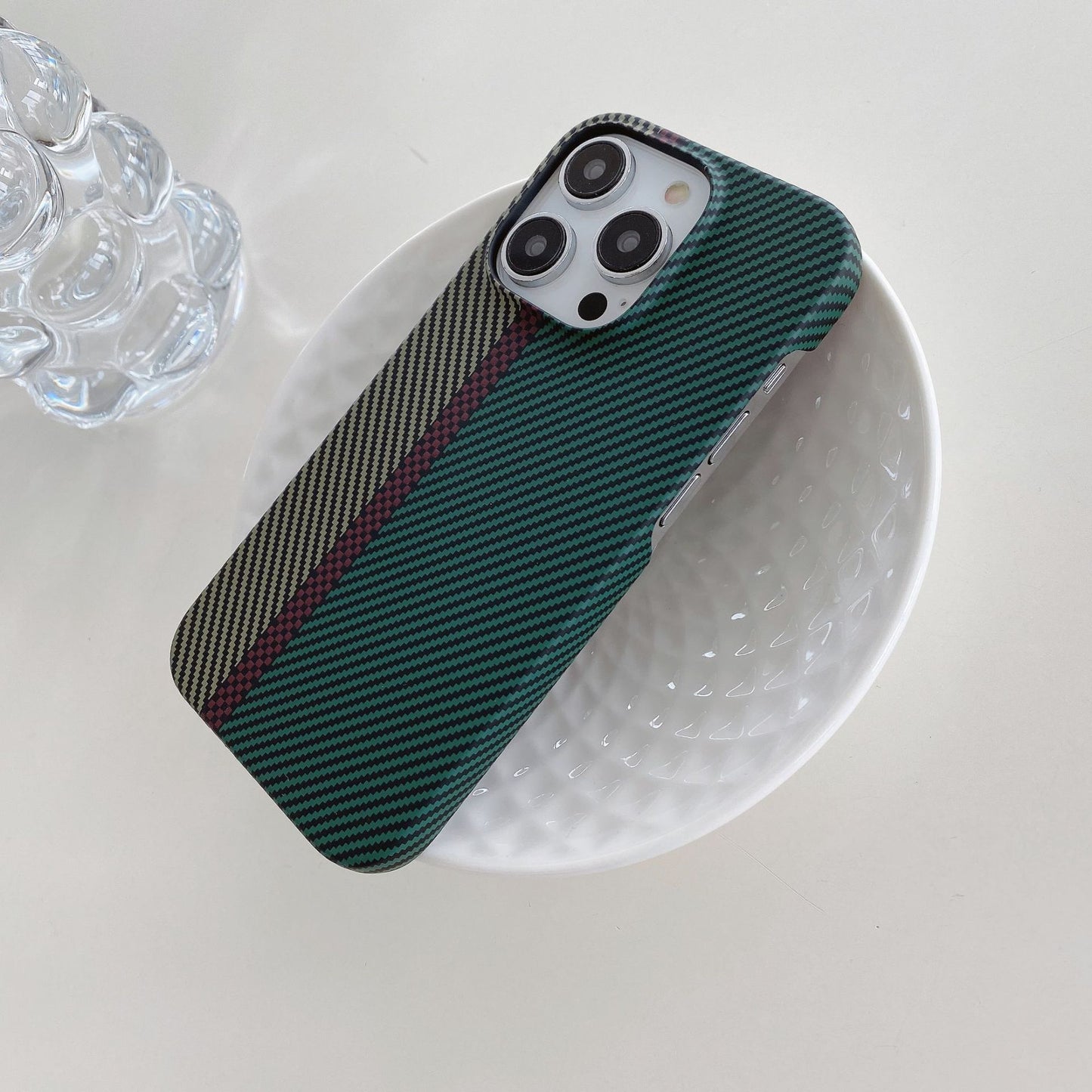 Carbon Fiber Striped iPhone Case – Hard Shell Protective Half Pack Phone Cover